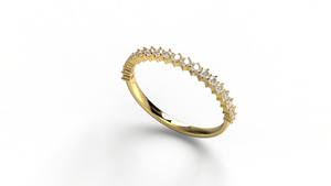 Anillo Minimalista de Oro de 18K con Diamante de Corte Redondo, Media Eternidad, Apilable, Anillo de Compromiso, Anillo de Promesa, Joyería Fina para Mujer - Product Image 2