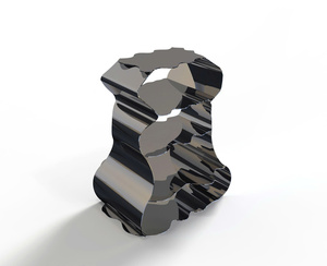 โต๊ะกลางโลหะขัดเงาสไตล์ร่วมสมัยพร้อมฐานลายคลื่นที่โดดเด่น - Product Image 4