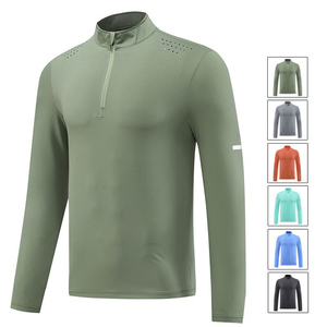 เสื้อสเวตเชิ้ตผู้ชาย แขนยาว ทรงปกติ สปอร์ต สีพื้น แห้งเร็ว ระบายอากาศได้ดี ผ้าถัก 100% คอวี - Product Image 6