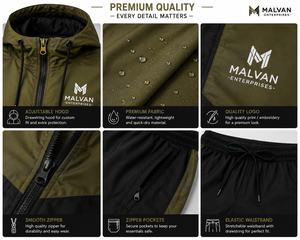 <b>Men</b> Autumn Casual Stand Hooded Windbreaker Set Hoodie <b>Short</b> <b>Jacket</b> Lightweight Water Resistant Zip Front Custom Logo Outdoor - Product Image 3