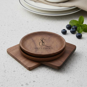 Premium 6 Pieces Walnut Wooden Drink <b>Coaster</b> <b>Set</b> With Holder. Eco-Friendly, Non-Slip & Heat-Insulated Cup Mats For Table Decor - Product Image 4