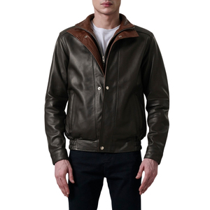 Veste de moto en cuir véritable noir pour homme, doublée de fourrure Sherpa, fermeture éclair, manteau d'hiver pour motard - Product Image 3