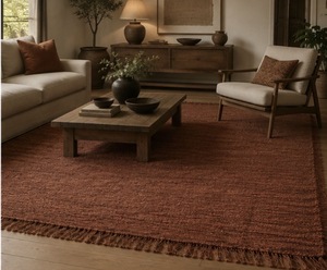 Tapis en jute tressé à la main SOUMAK WEAVE, classique, réversible, à motif uni, à poils plats, grande surface, pour salon, Uttar Pradesh - Product Image 4