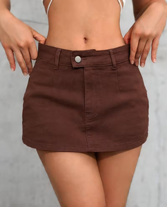 <b>Denim</b> Ribbed Knit Mini Skirt for Women High Waist Casual <b>Stretch</b> Pencil Skater Skirt Washable Anti Pilling Spring Fall - Product Image 1