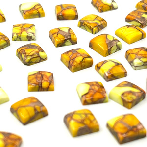 Cabujón cuadrado de cobre y turquesa Honey Dahlia, piedra preciosa suelta para la fabricación de joyas - Product Image 3
