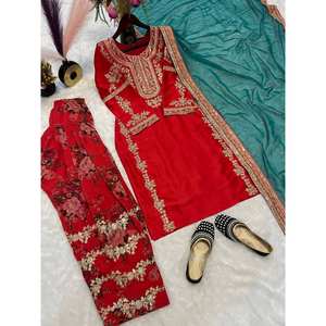 Designer Traditional Muslim <b>Clothing</b> & <b>Accessories</b> Party Wear Top with Bottom and Dupatta for Elegant Look - Product Image 3
