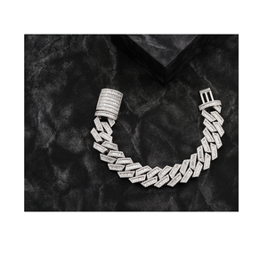 Bracelet gourmette cubaine haut de gamme en argent sterling 925, style diamant glacé, bijoux de mode hip-hop unisexe pour mariages, fêtes et événements - Product Image 1