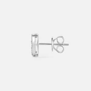 925 <b>Silver</b> Hoop Earrings with Zircon Stones 925 <b>Silver</b> <b>Stud</b> Earrings with Baguette Cut Diamond Channel Setting Geometric Minimal - Product Image 1