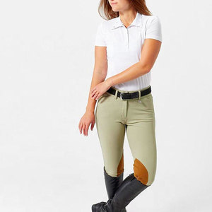 Haut de base équestre pour femme à manches longues et col montant, couleur unie, respirant, extensible en Spandex, avec ceinture et impression sérigraphiée, en maille pour l'équitation - Product Image 5