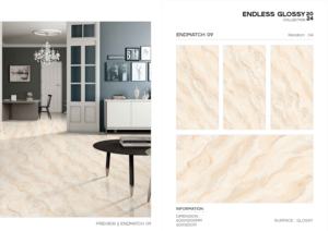 Carreaux de porcelaine polis brillants effet marbre 60x120cm 600x1200mm 24x48 pouces pour sols et murs, villas de luxe, hôtels - Product Image 2