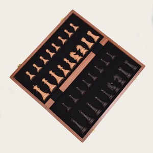 Jeu d'échecs rustique écologique poli, 100 % bois pur fait main, style animalier/amoureux, taille personnalisée, nouveau - Product Image 6