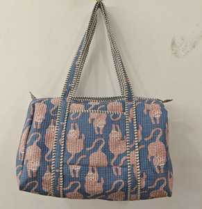 Custom Digital Printed 100% Pure Cotton Quilted Vintage Women's Duffle <b>Bag</b> for Travel <b>Beach</b> And Summer Winter Antumn Use - Product Image 2