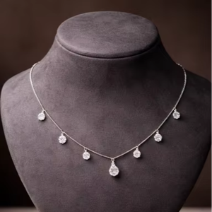 Collar de compromiso unisex SB de oro blanco de 9k, color F, elegante, con diamante cultivado en laboratorio de corte brillante redondo, listo para enviar - Product Image 1