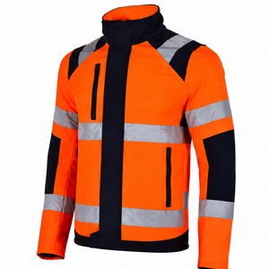 Chaqueta de Seguridad de Alta Visibilidad, Amarilla y Negra con Rayas Reflectantes, Cierre Completo, Clase 2, Impermeable, con Luz LED Intermitente, Marca Personalizada - Product Image 2