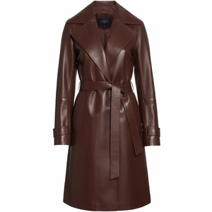 Solid Trader High Quality Top Quality Practical Pockets Beautiful Finish Modern Urban Streetwear Top Womens <b>Long</b> <b>Leather</b> <b>Jacket</b> - Product Image 5