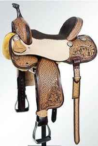 Nouvelle Selle Western Faite Main en Cuir Véritable Type Baril, Harnais de Cheval à Sangle Large, Quincaillerie Durable en Acier Inoxydable - Product Image 3