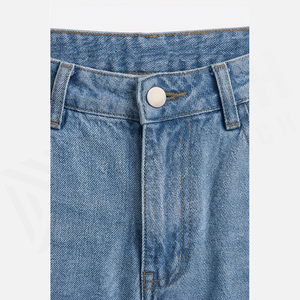Pantalones Cargo de Cintura Alta para Hombre, Jeans de Mezclilla Azul Claro, Pantalones Utilitarios Lavados con Piedras, Corte Regular, Tela de Algodón para Primavera - Product Image 4