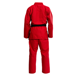 Uniforme de BJJ Rojo para Adultos Unisex, 100% Algodón, Transpirable, de Secado Rápido, para Artes Marciales, con Cinturón Negro y Logotipo Frontal, 440g - Product Image 2