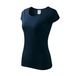 Camiseta de Mujer Azul Marino con Cuello Redondo, Manga Corta, Corte Regular, 100% Poliéster, Transpirable, de Secado Rápido, Tejido Jersey Informal para Todas las Temporadas - Product Image 1