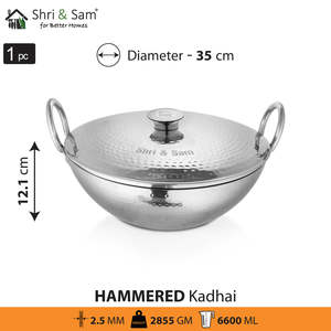 Heavy Weight Hammered Stainless Steel 16 CM Kadhai with SS Lid <b>Cookware</b> - Product Image 3