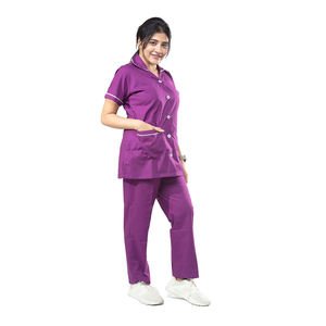 Tenue médicale de qualité supérieure pour femmes, col rabattu, fermeture boutonnée, coupe décontractée, pour personnel hospitalier et de santé. - Product Image 4