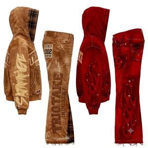 Conjunto de Sudadera con Capucha y Pantalones Deportivos Extra Grandes para Hombre, Estilo Vintage Lavado al Ácido, Corte Holgado, 100% Algodón Felpa, Fabricado por TRIOTAKE INDUSTRY - Product Image 4