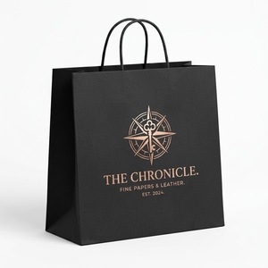 Sacs en papier blancs personnalisés de luxe, écologiques, recyclables, faits à la main, laminés brillants, avec poignées découpées, promotionnels pour supermarchés et vente au détail - Product Image 3