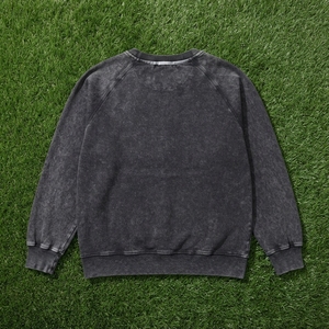 Mens <b>Black</b> Acid Wash Crewneck <b>Sweatshirt</b> With Text Print Casual Streetwear Pullover Top - Product Image 5