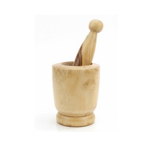 Juego de mortero y pilón de madera maciza duradera, diseñado para moler eficientemente especias, hierbas y semillas. - Product Image 1