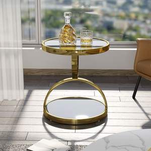 Innovative Art Furniture Black Glass Top <b>Side</b> <b>Tables</b> Gold Plated Metal End <b>Table</b> for Living Room, <b>Drawing</b> Room, Office - Product Image 1