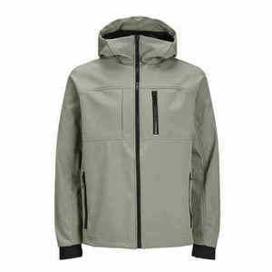 Chaqueta Impermeable con Capucha para Hombre, Chaqueta Casual de Color Sólido con Cierre de Cremallera, Ropa de Abrigo de Otoño, Corte Regular, Exterior de Poliéster - Product Image 1