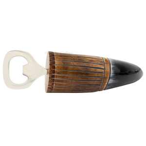Ouvre-bouteille artisanal écologique en corne de vache, outil de bar durable en métal inoxydable, logo personnalisable pour usage domestique, fabriqué en Inde - Product Image 2