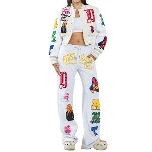 Veste universitaire en tricot brodée pour femmes 2025, respirante, veste bomber de baseball d'hiver, streetwear, design artistique, laine, cuir - Product Image 4