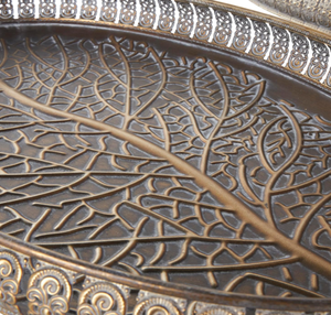 Bandeja de fruta de hierro de Metal con forma ovalada decorativa de lujo, bandejas de decoración nórdica de cobre en relieve antiguo para el hogar para boda - Product Image 6