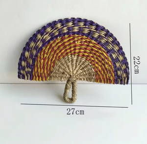 Eco Handmade Seagrass <b>Hand</b> <b>Fan</b> Vietnam Natural Fiber Cooling Accessory Rustic Decor Festival Gift - Product Image 1