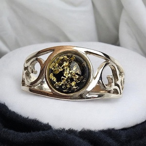 Anillo de plata de ley con ámbar báltico verde, anillo grande y grueso unisex con piedra preciosa para hombres y mujeres, joyería para dedos grandes. - Product Image 1