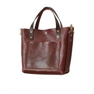 Green Leather Women's <b>Handbag</b> Custom Size Two Straps Zipper Closure Waterproof Durable Lightweight Shopping Purse - Product Image 2