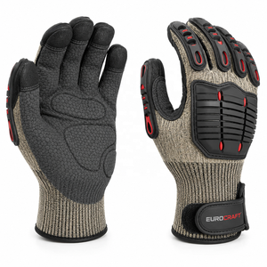 Mechanical Safety <b>Gloves</b> Orange Black PU Anti-Slip <b>Knit</b> Wrist General Purpose - Product Image 3