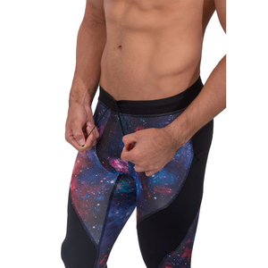 Leggings de compression pleine longueur pour hommes, imprimé galaxie, spandex, polyester, taille élastique - Product Image 5