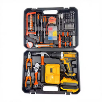 Perceuse à percussion sans fil portable 110V 118 pièces avec batterie, kit d'outils professionnel avec lumière LED, personnalisation OEM