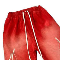 Pantalon de survêtement unisexe en coton épais à taille mi-haute et jambe large avec motif flamme, coupe ample élastique, style streetwear et hip-hop