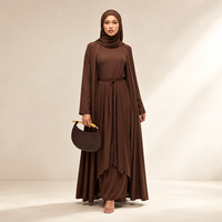 Trois pièces crêpe polyester Abaya ensemble expresso robe ethnique pour l'automne hiver saison taille XXL-antistatique personnalisé