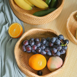 Panier en rotin fait main de 10,2 pouces, bol à fruits rond en osier, panier de rangement tissé naturel pour comptoir de cuisine et maison - Product Image 5