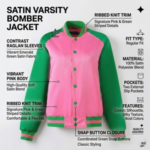 HMR Custom Embroidery Greek Letter Sorority Applique Alpha Kapa Satin Bomber Jacket Breathable Quilted Light <b>Weight</b> - Product Image 6