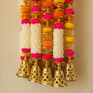 Guirnalda Tradicional India de Flores para Colgar en la Pared, Toran con Cuentas de Perlas, Latkan, Campanas Doradas, Decoración para Bodas, Diwali y Hogar - Product Image 6