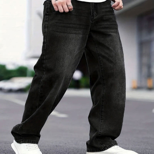 Jeans de Mezclilla para Hombre de Alta Calidad, Corte Regular, Pierna Recta, Estilo Urbano, Poliéster/Algodón Transpirable, Cintura Media, Lavado Químico - Product Image 1