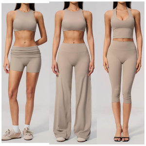 Ensemble de 5 pièces pour femme : Débardeur court, Pantalon large, Legging Capri, Short de sport, Tenue de sport, Yoga et Entraînement - Product Image 2