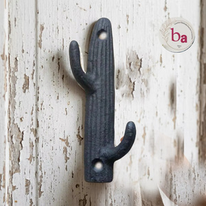 Ba Cast Iron Cactus Shape Wall <b>Hook</b> Handmade Eco-Friendly 2 <b>Hooks</b> with Self-adhesive Installation for Clothing Home Office Use - Product Image 1