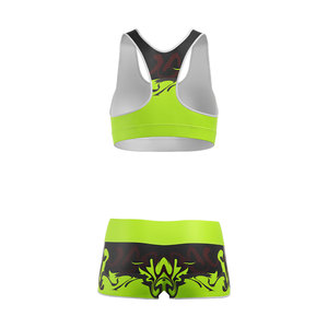 OEM Customized <b>Crop</b> <b>Top</b> High Waist Shorts High <b>Support</b> Bra Set Camouflage Print Spandex Polyester Women Yoga Gym Workout Wear - Product Image 6