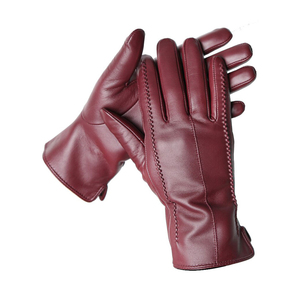 leather <b>gloves</b> womens sheepskin fashion autumn and winter plush thickened <b>warm</b> touch screen driving riding leather <b>gloves</b> - Product Image 2